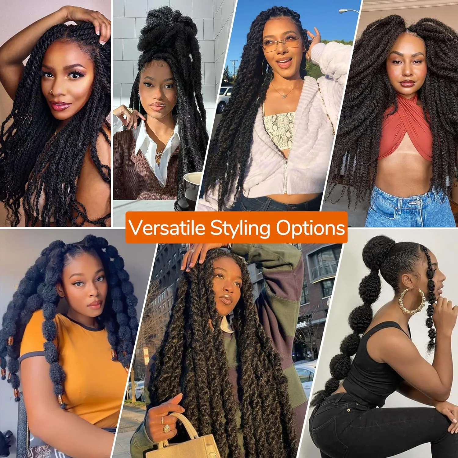 Afro Kinky Twist Crochet Hair Braids Marley Braid Hair 24inch Senegalese Curly Crochet Synthetic Braiding Hair (6Packs,#1B)