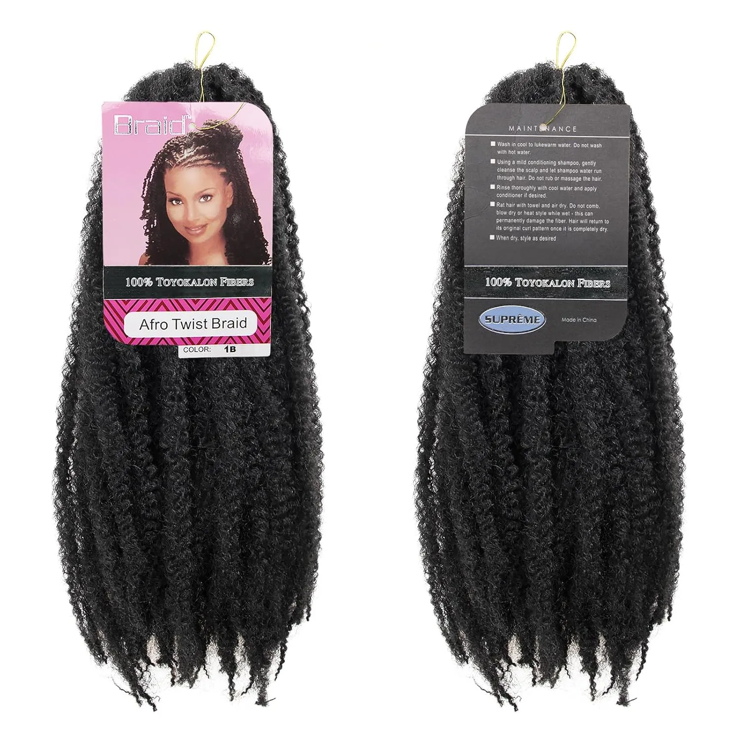 Afro Kinky Twist Crochet Hair Braids Marley Braid Hair 24inch Senegalese Curly Crochet Synthetic Braiding Hair (6Packs,#1B)