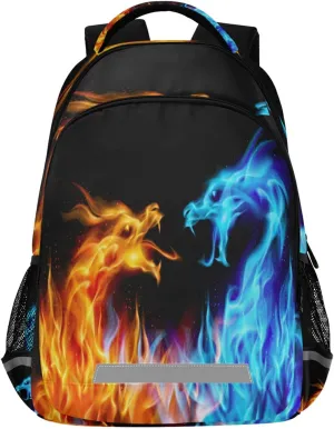 ALAZA Blue and Red Fiery Dragons Backpacks Travel Laptop Daypack School Book Bag for Men Women Teens Kids