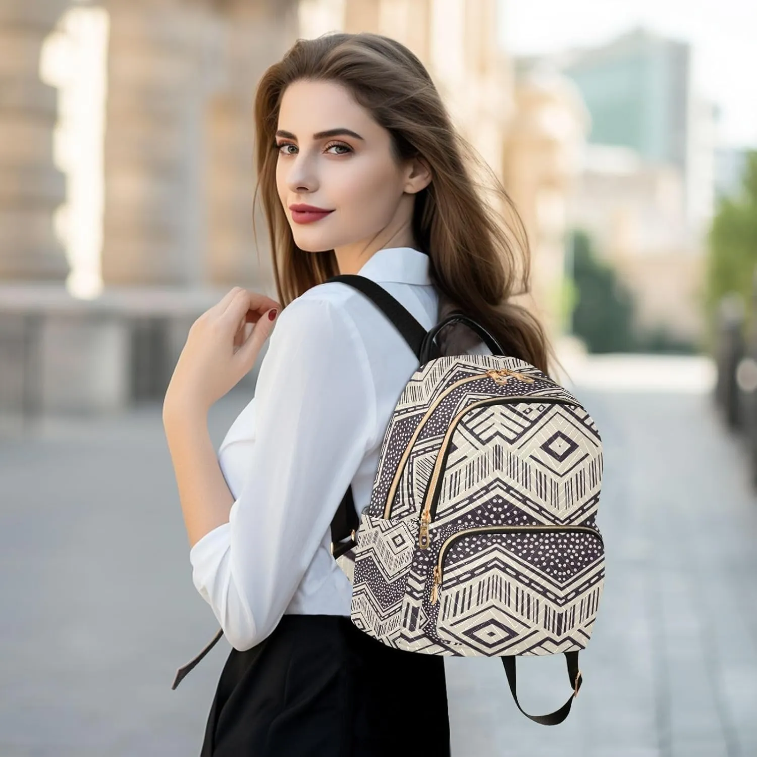 ALAZA Boho Ethnic Gypsy Mexican Folk Small Backpack Purse for Women Travel Bag Fashion Daypack Back Pack Shoulder Bag