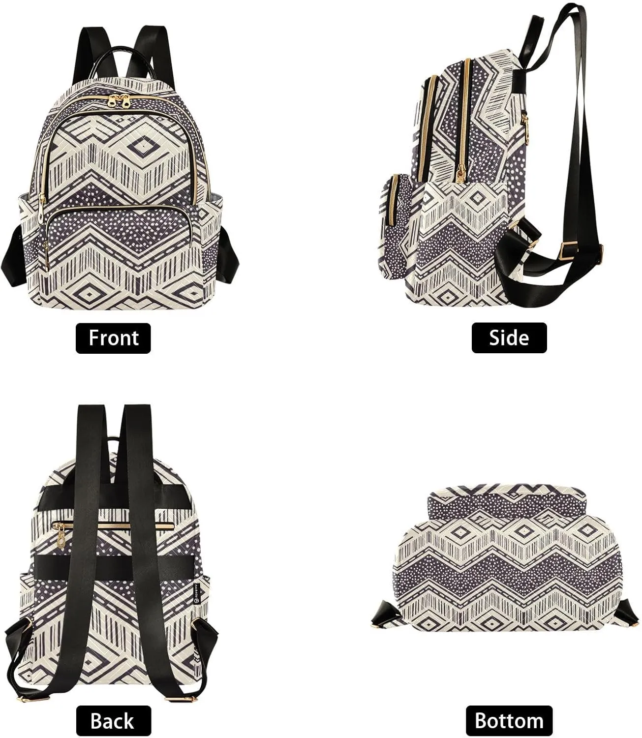 ALAZA Boho Ethnic Gypsy Mexican Folk Small Backpack Purse for Women Travel Bag Fashion Daypack Back Pack Shoulder Bag