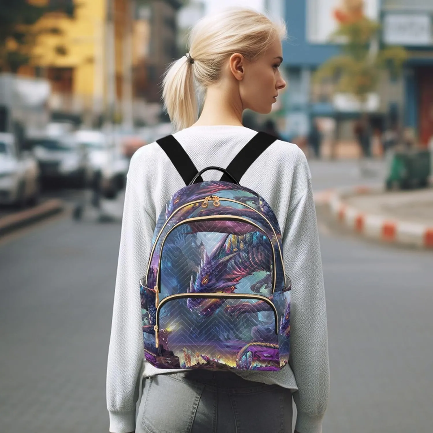 ALAZA Dragon Planet Magic Fantasy Mini Backpack Purse for Women Travel Bag Fashion Daypack Back Pack Shoulder Bag