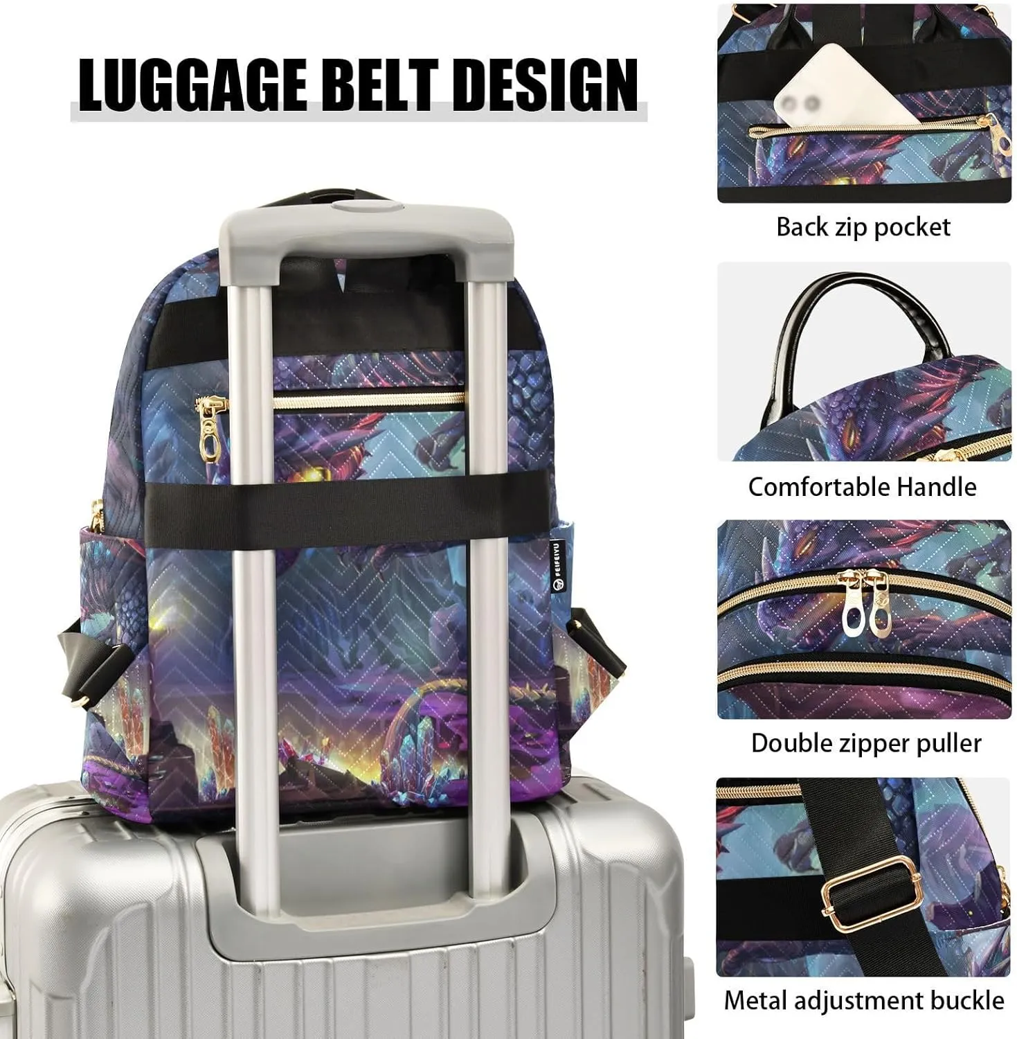 ALAZA Dragon Planet Magic Fantasy Mini Backpack Purse for Women Travel Bag Fashion Daypack Back Pack Shoulder Bag