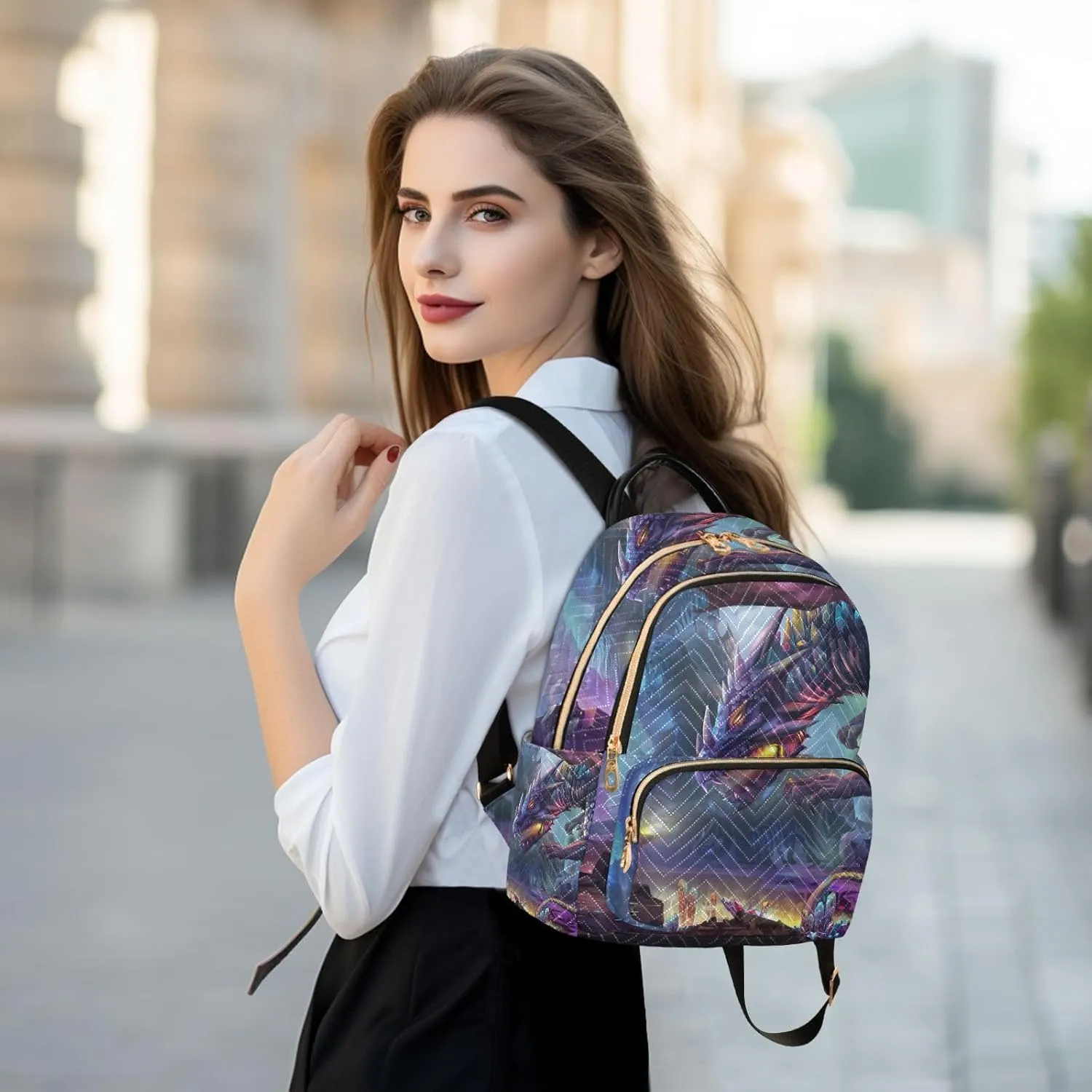 ALAZA Dragon Planet Magic Fantasy Mini Backpack Purse for Women Travel Bag Fashion Daypack Back Pack Shoulder Bag