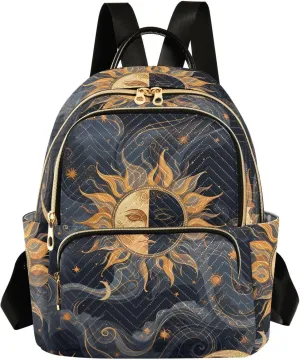 ALAZA Moon Sun Stars Witchy Alchemy Small Backpack Purse for Women Travel Bag Fashion Daypack Back Pack Shoulder Bag