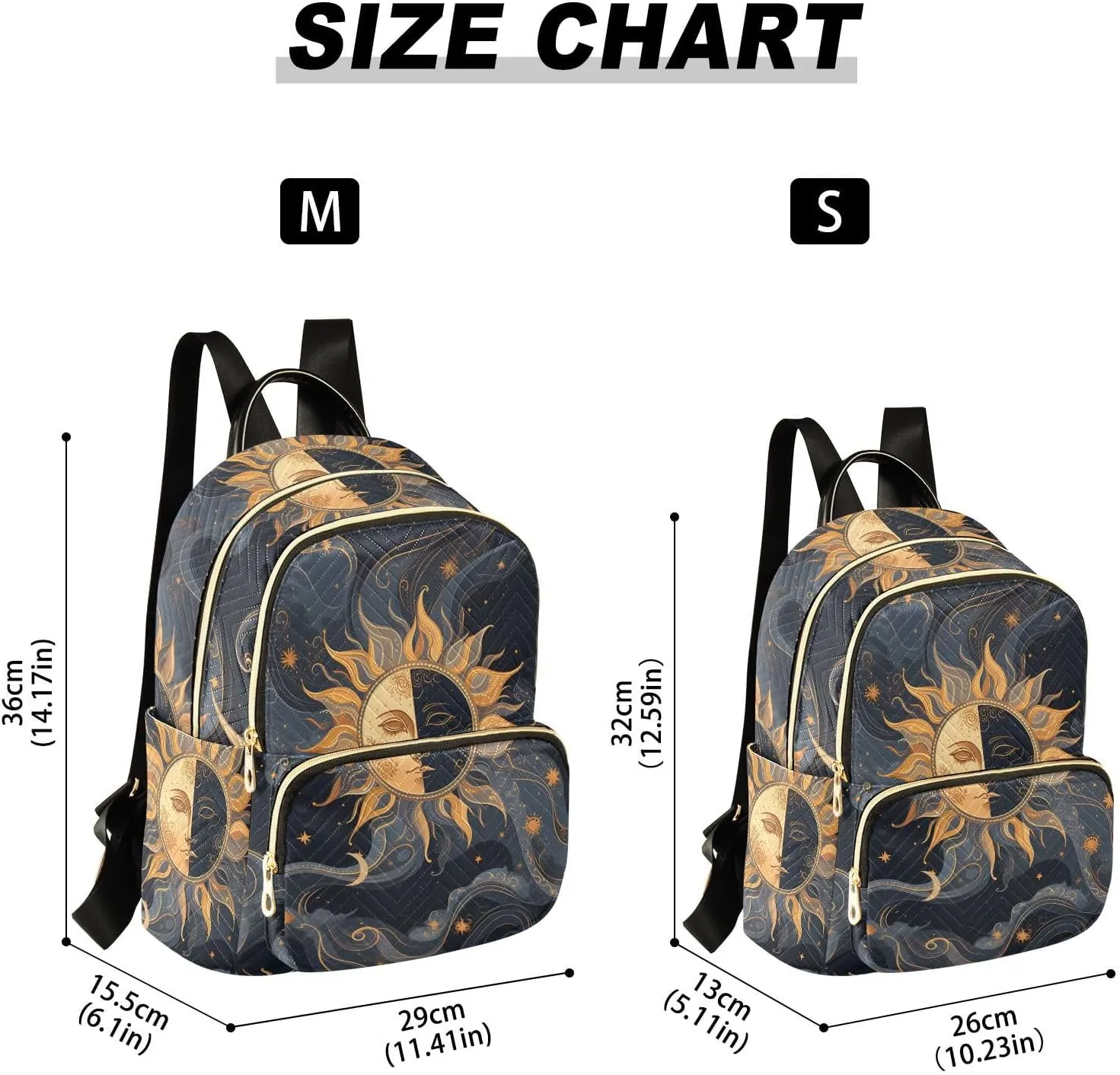 ALAZA Moon Sun Stars Witchy Alchemy Small Backpack Purse for Women Travel Bag Fashion Daypack Back Pack Shoulder Bag
