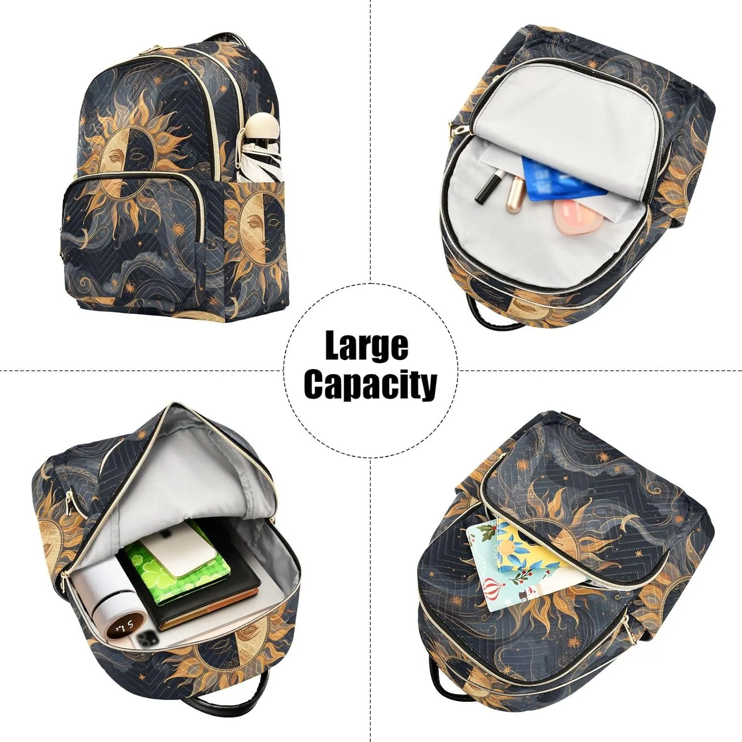 ALAZA Moon Sun Stars Witchy Alchemy Small Backpack Purse for Women Travel Bag Fashion Daypack Back Pack Shoulder Bag