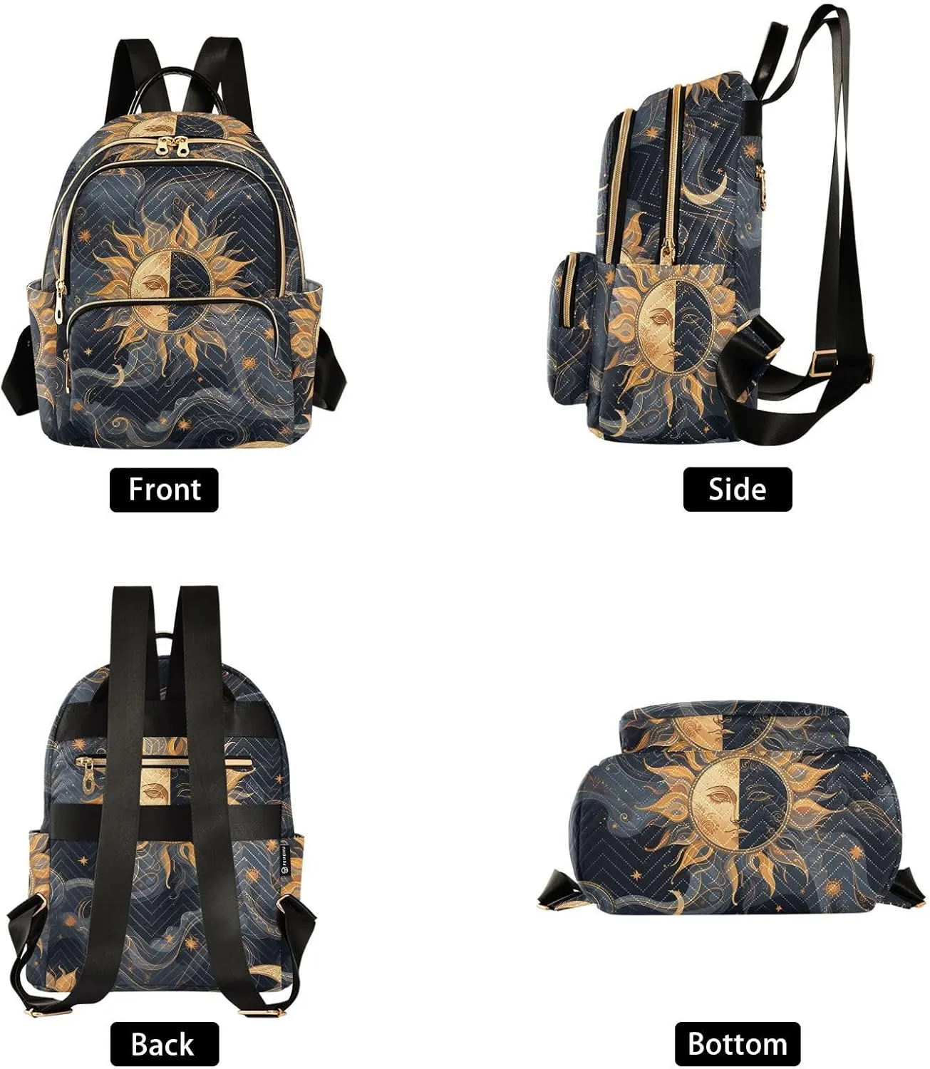 ALAZA Moon Sun Stars Witchy Alchemy Small Backpack Purse for Women Travel Bag Fashion Daypack Back Pack Shoulder Bag