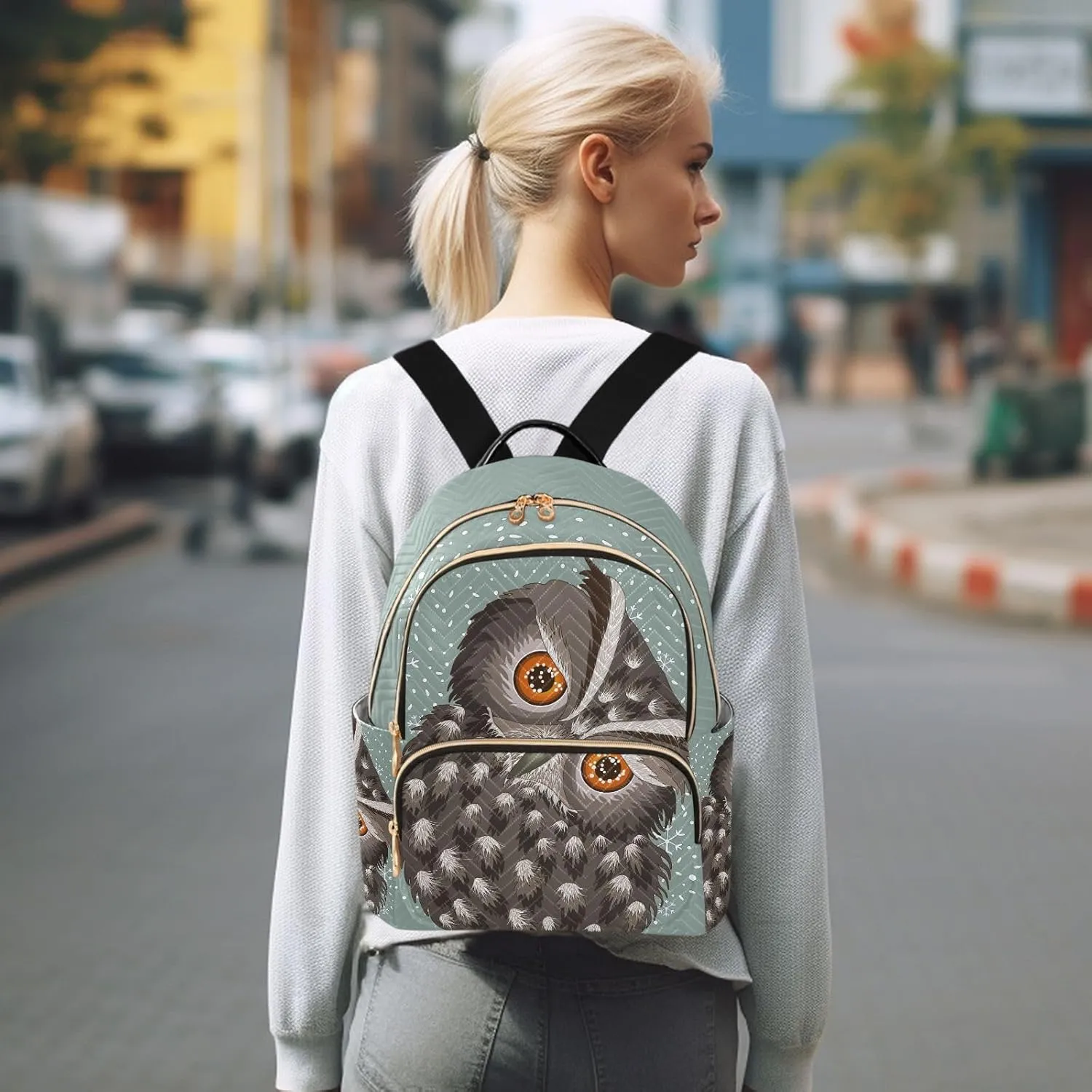 ALAZA Owl Print Cute Mini Backpack Purse for Women Travel Bag Fashion Daypack Back Pack Shoulder Bag