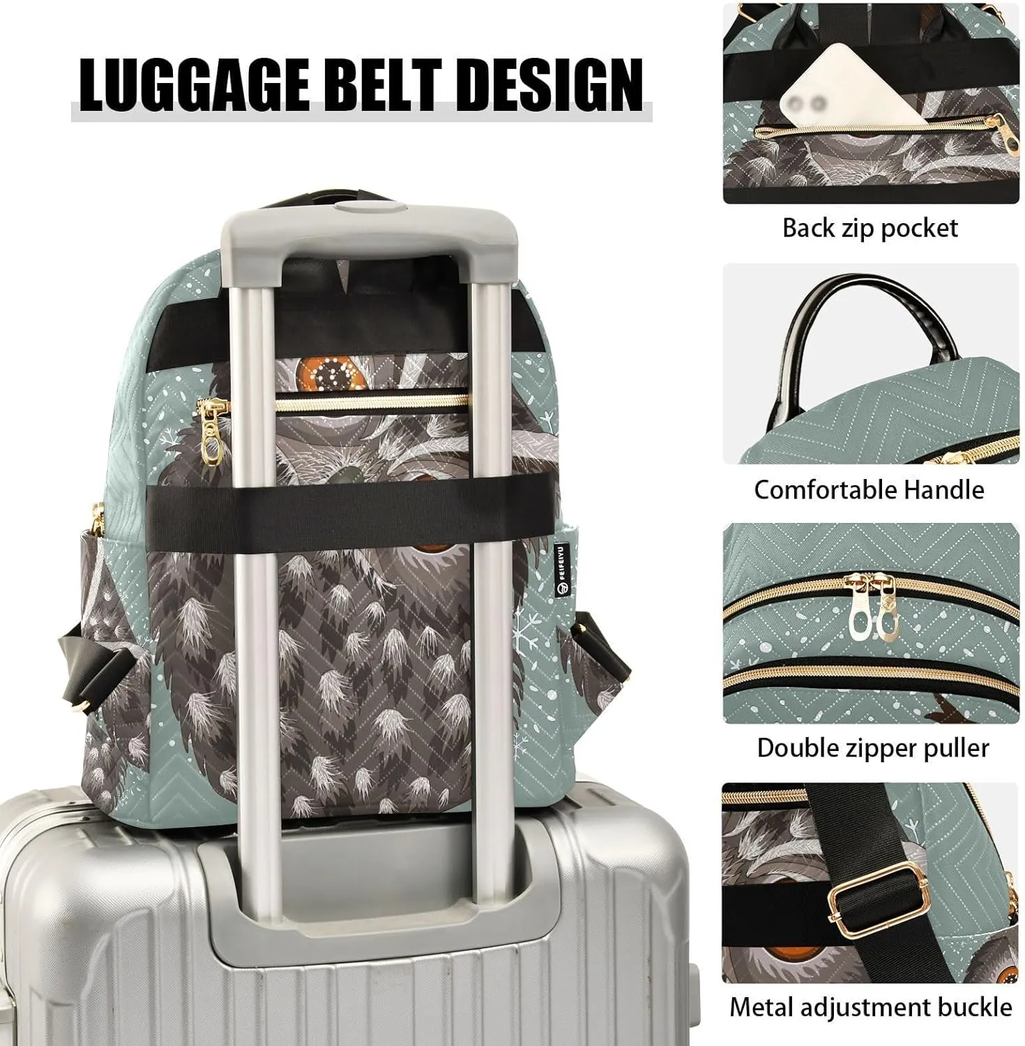 ALAZA Owl Print Cute Mini Backpack Purse for Women Travel Bag Fashion Daypack Back Pack Shoulder Bag