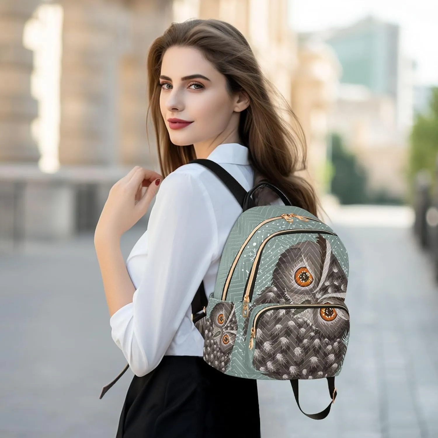 ALAZA Owl Print Cute Mini Backpack Purse for Women Travel Bag Fashion Daypack Back Pack Shoulder Bag