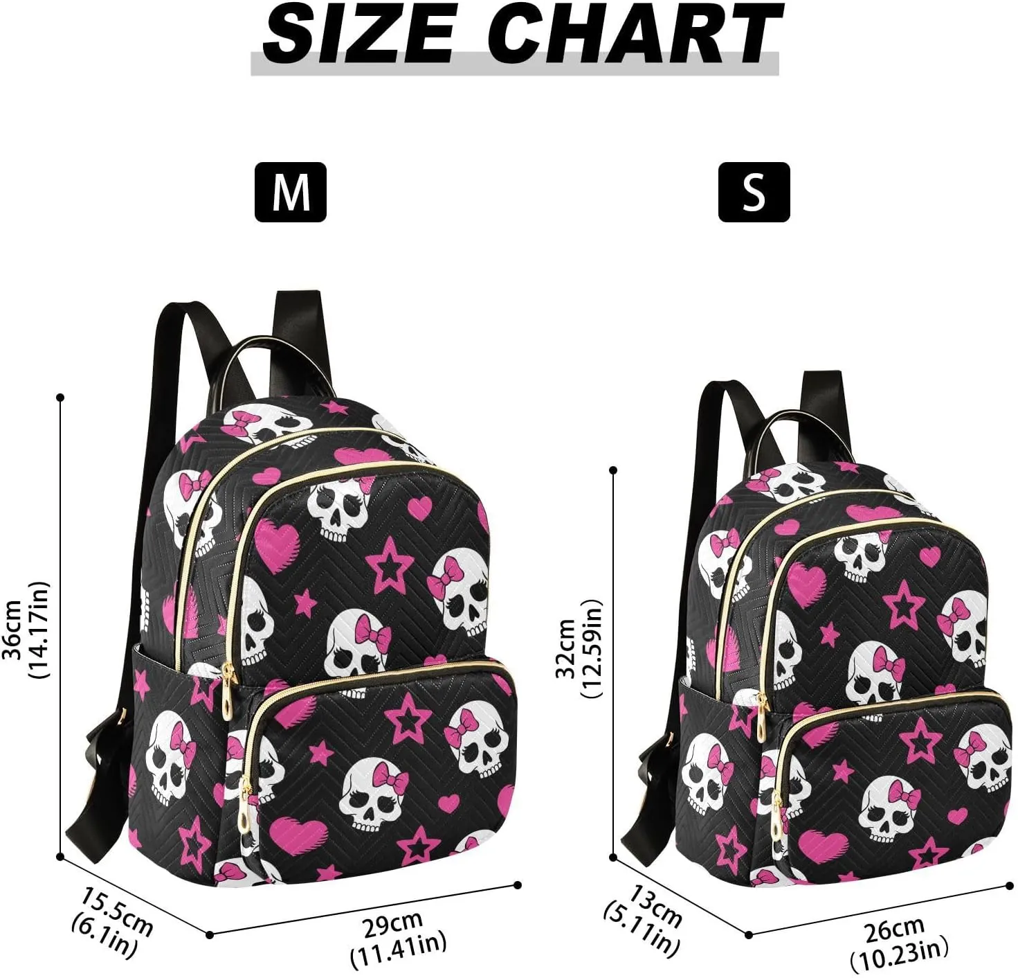 ALAZA Pink Heart and Skull Small Backpack Purse for Women Travel Bag Fashion Daypack Back Pack Shoulder Bag