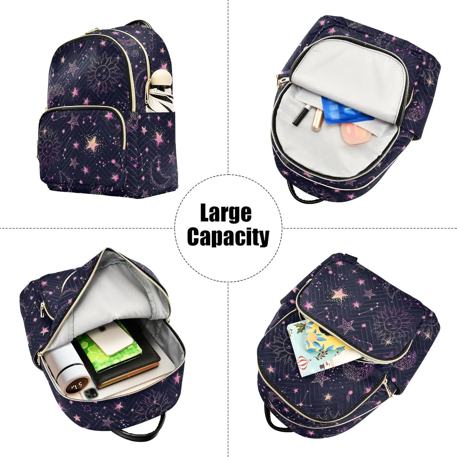ALAZA Pink Moon Sun Star Galaxy Small Backpack Purse for Women Travel Bag Fashion Daypack Back Pack Shoulder Bag