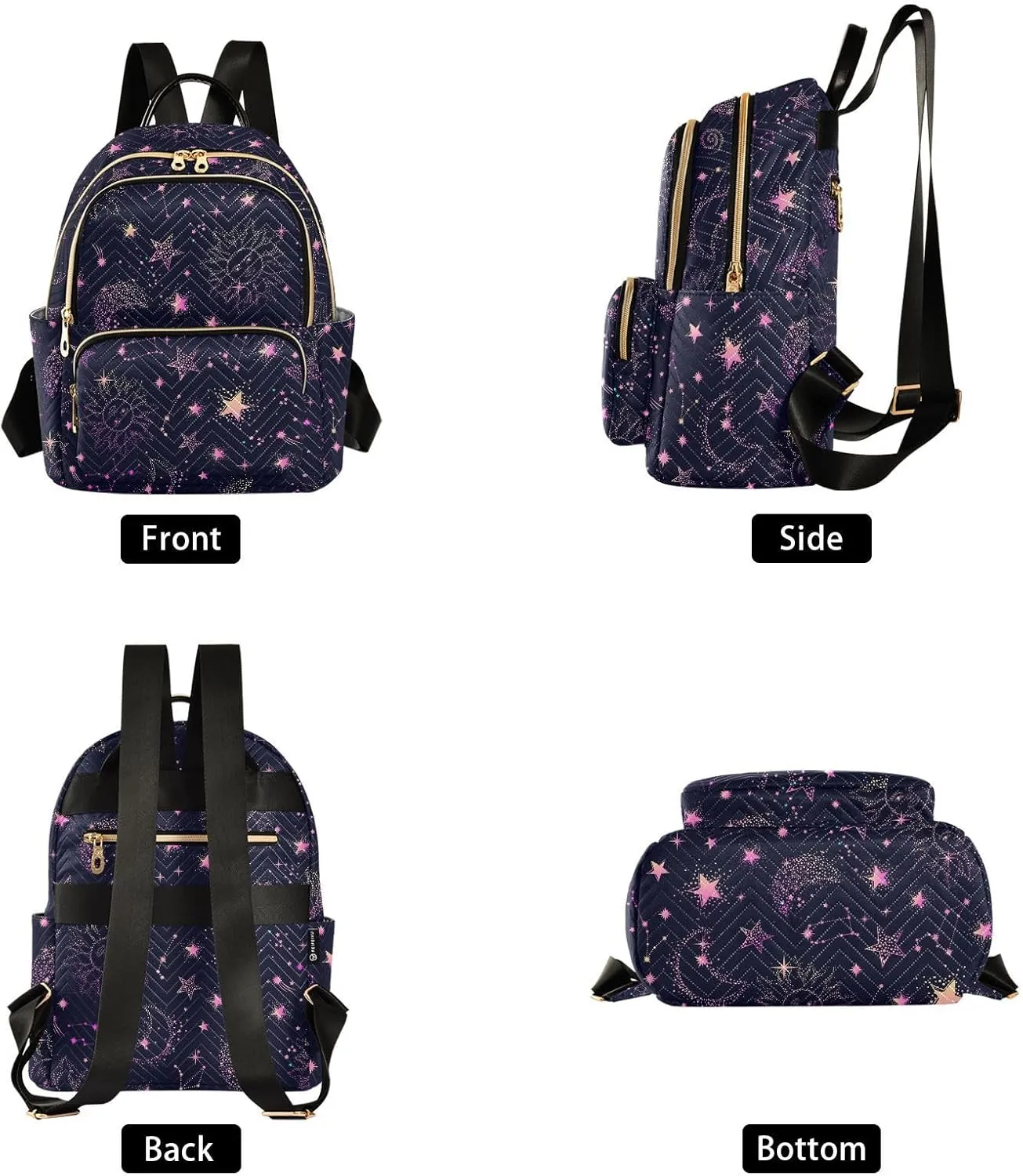ALAZA Pink Moon Sun Star Galaxy Small Backpack Purse for Women Travel Bag Fashion Daypack Back Pack Shoulder Bag