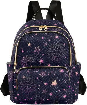 ALAZA Pink Moon Sun Star Galaxy Small Backpack Purse for Women Travel Bag Fashion Daypack Back Pack Shoulder Bag