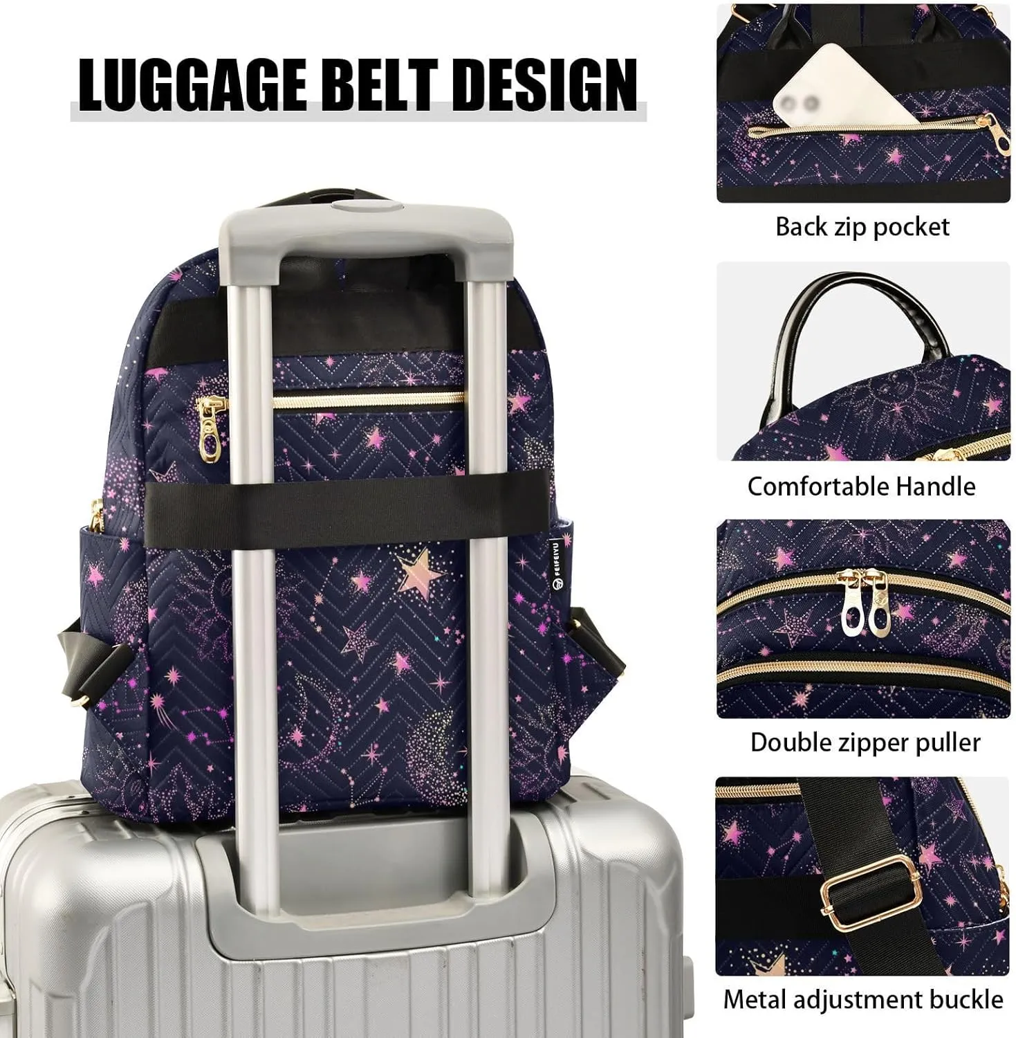 ALAZA Pink Moon Sun Star Galaxy Small Backpack Purse for Women Travel Bag Fashion Daypack Back Pack Shoulder Bag