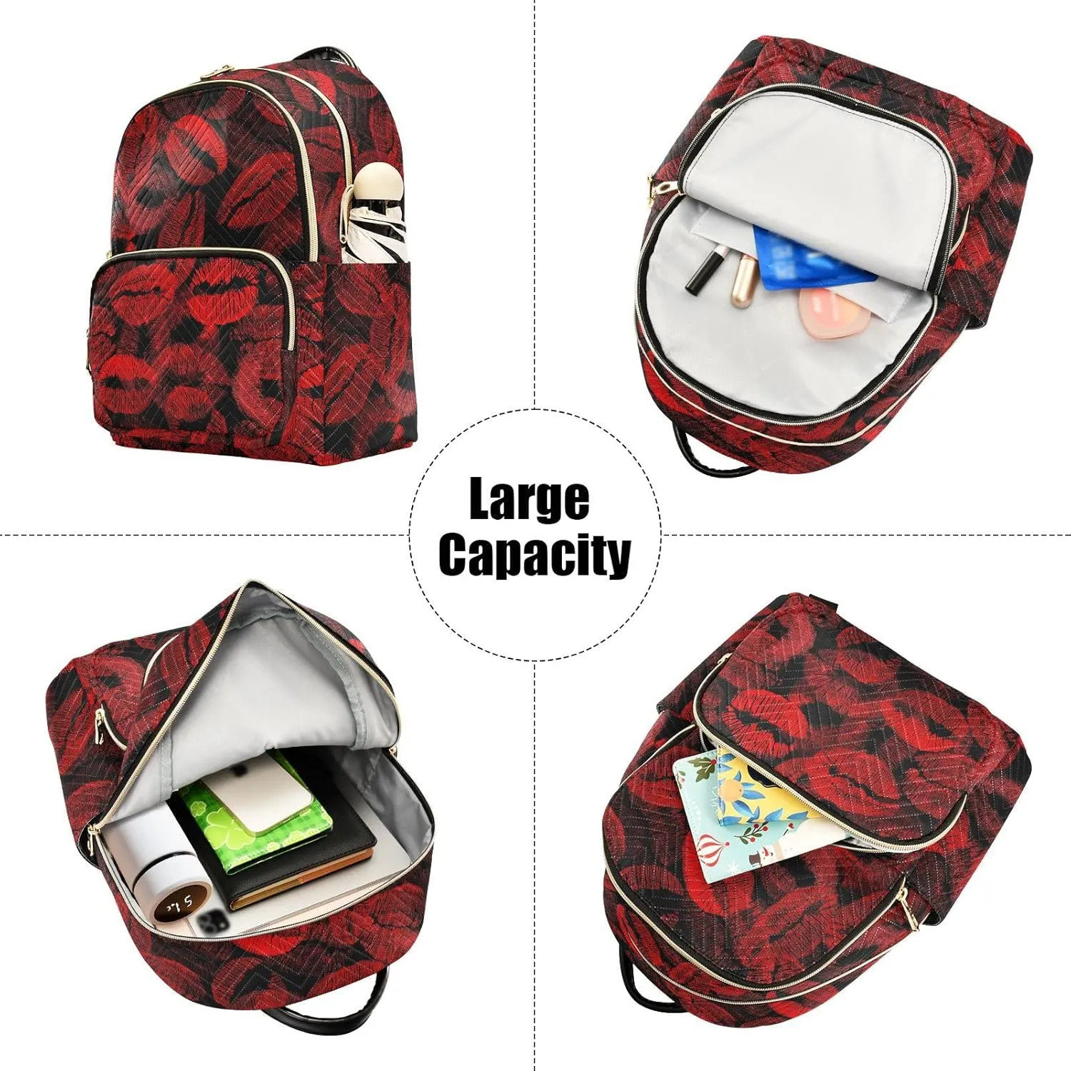 ALAZA Red Lips Imprint Funny Mini Backpack Purse for Women Travel Bag Fashion Daypack Back Pack Shoulder Bag