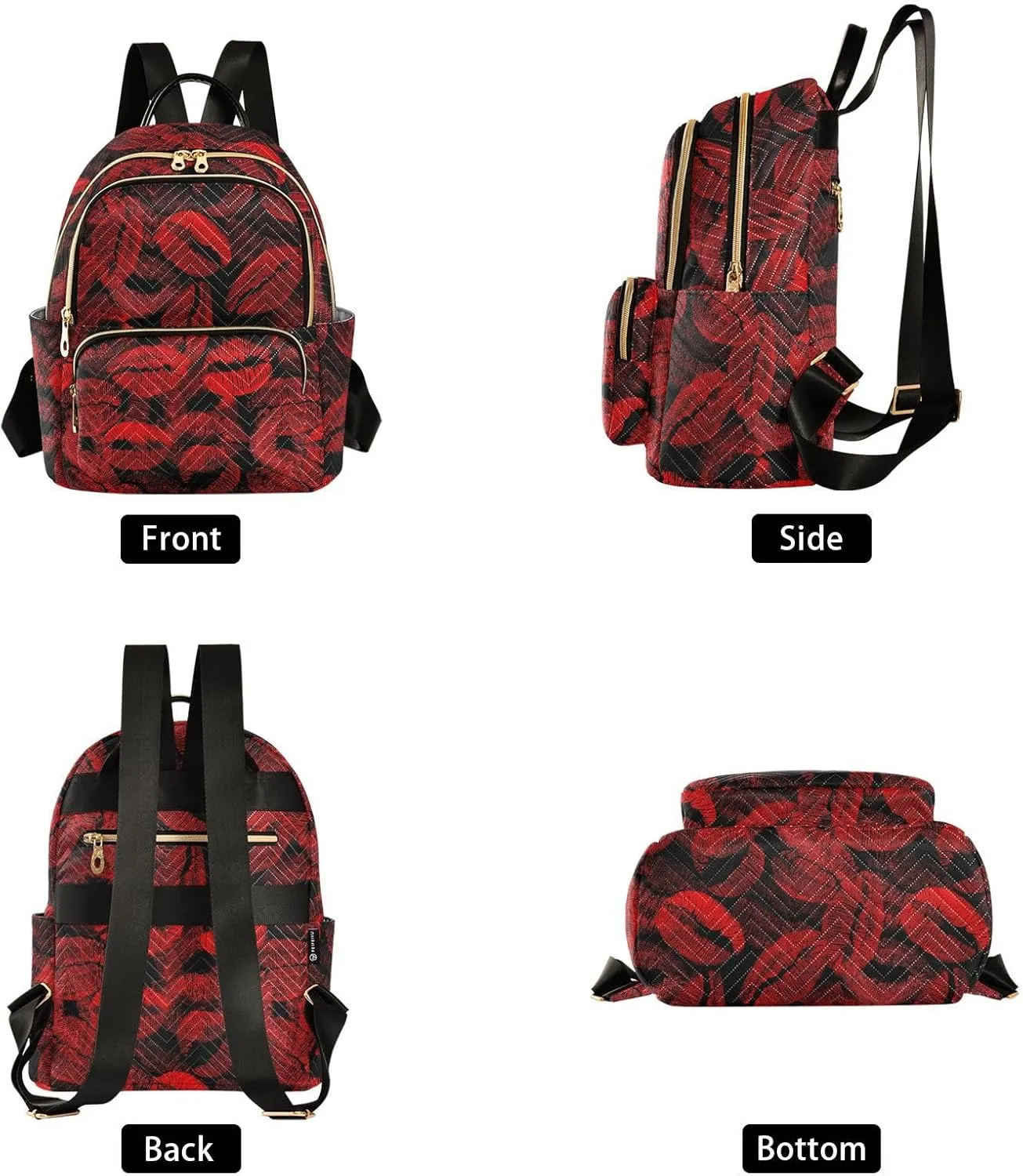 ALAZA Red Lips Imprint Funny Mini Backpack Purse for Women Travel Bag Fashion Daypack Back Pack Shoulder Bag