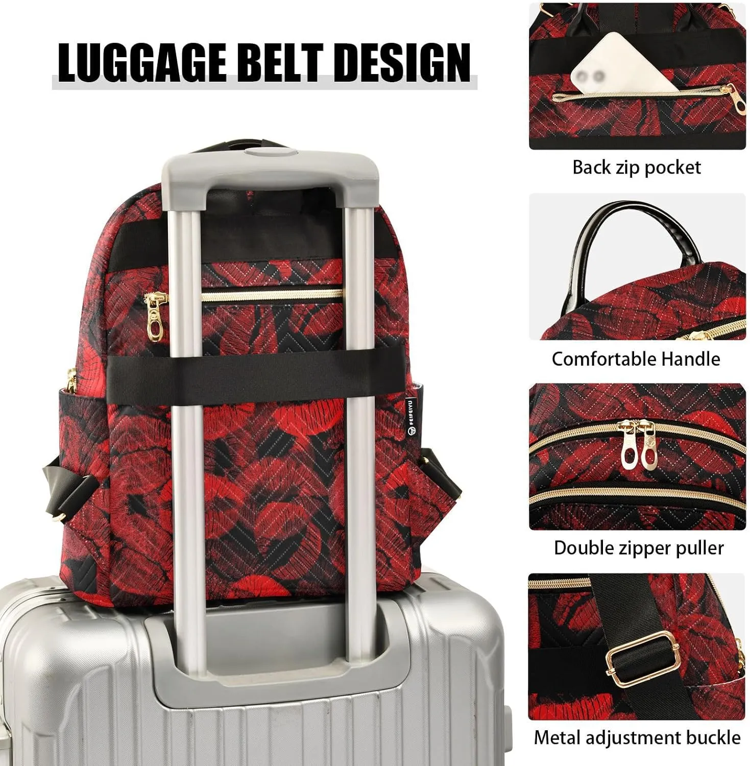 ALAZA Red Lips Imprint Funny Mini Backpack Purse for Women Travel Bag Fashion Daypack Back Pack Shoulder Bag