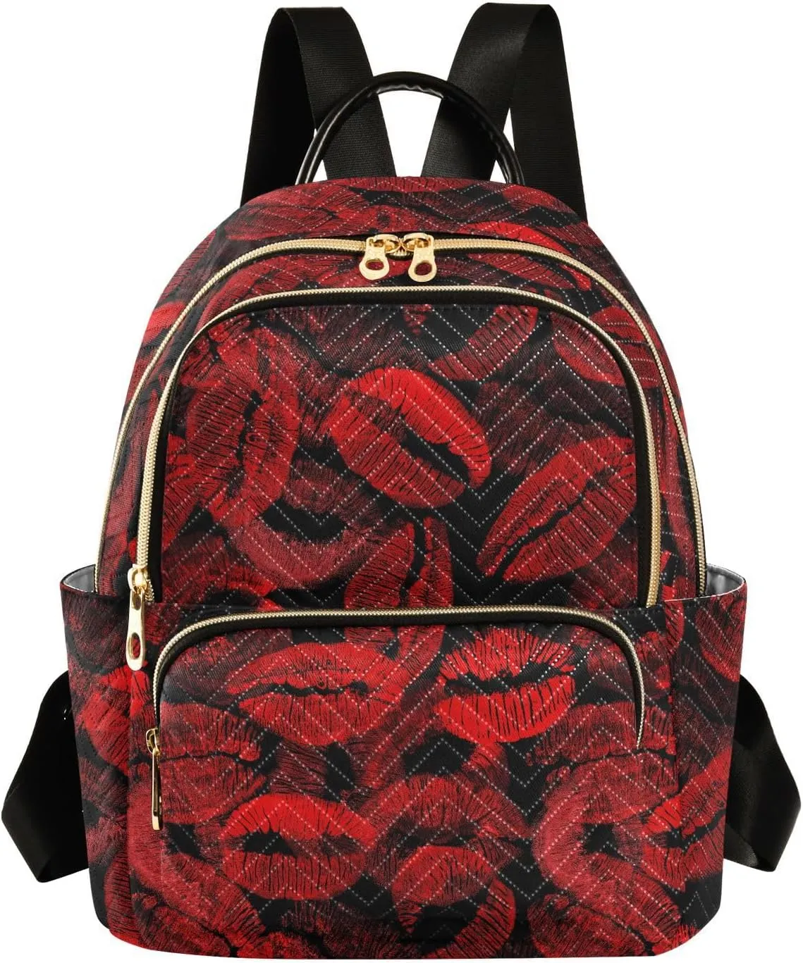 ALAZA Red Lips Imprint Funny Mini Backpack Purse for Women Travel Bag Fashion Daypack Back Pack Shoulder Bag