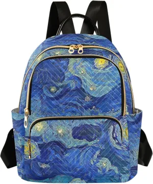 ALAZA Starry Night Sky Art Painting Mini Backpack Purse for Women Travel Bag Fashion Daypack Back Pack Shoulder Bag