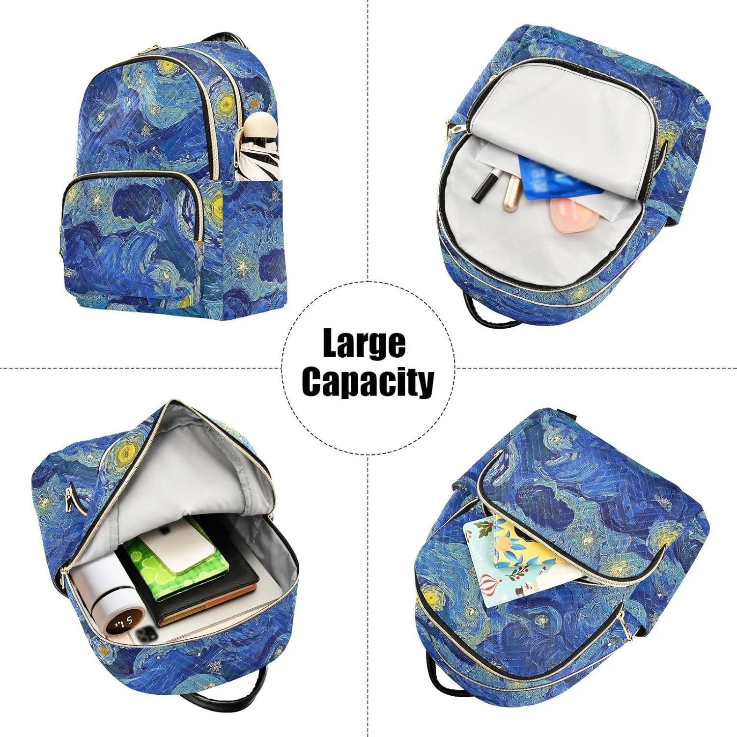 ALAZA Starry Night Sky Art Painting Mini Backpack Purse for Women Travel Bag Fashion Daypack Back Pack Shoulder Bag