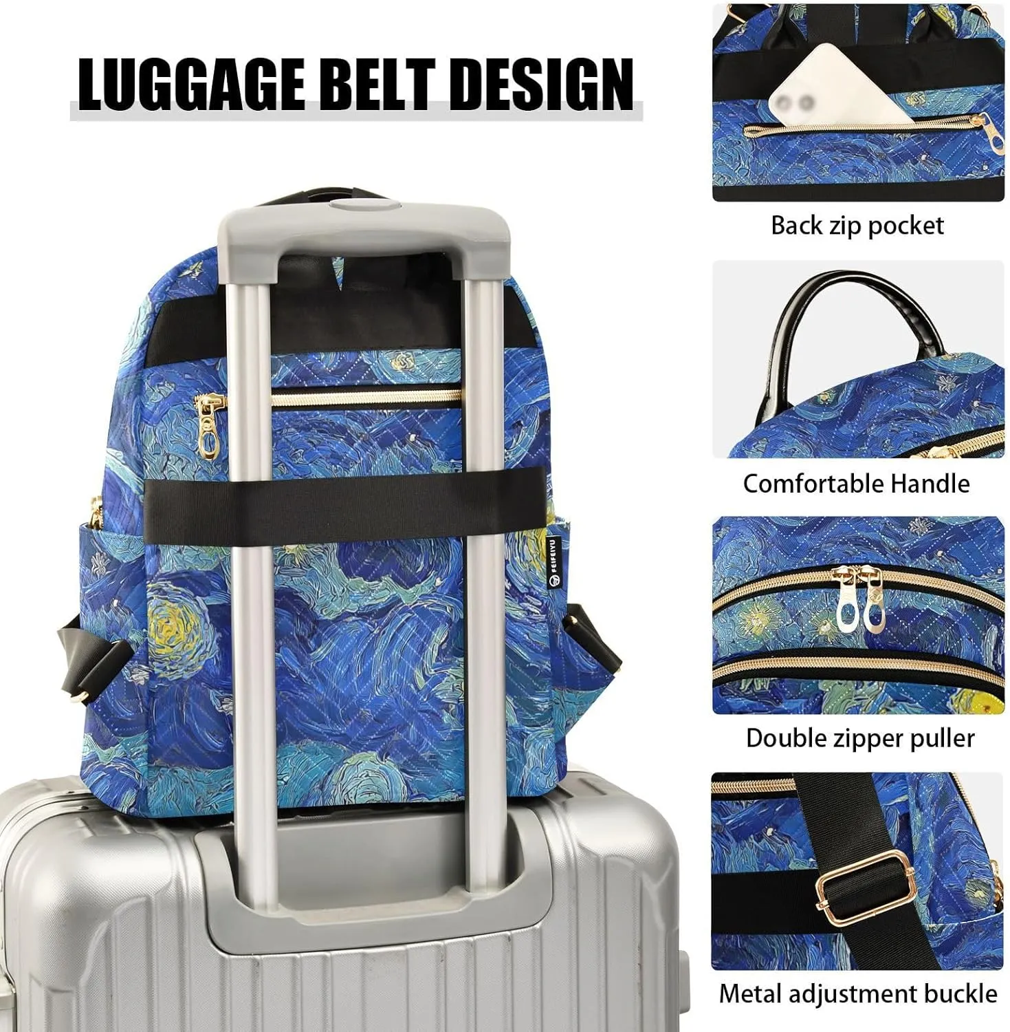 ALAZA Starry Night Sky Art Painting Mini Backpack Purse for Women Travel Bag Fashion Daypack Back Pack Shoulder Bag