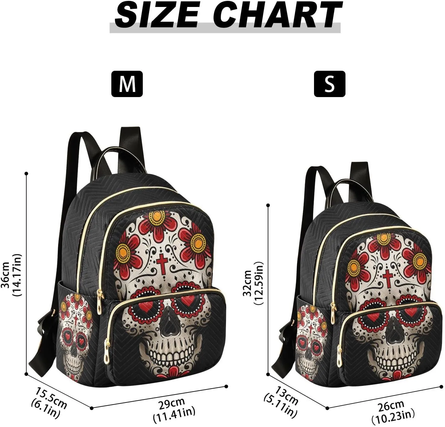 ALAZA Sugar Skulls Day Of Dead Mini Backpack Purse for Women Travel Bag Fashion Daypack Back Pack Shoulder Bag