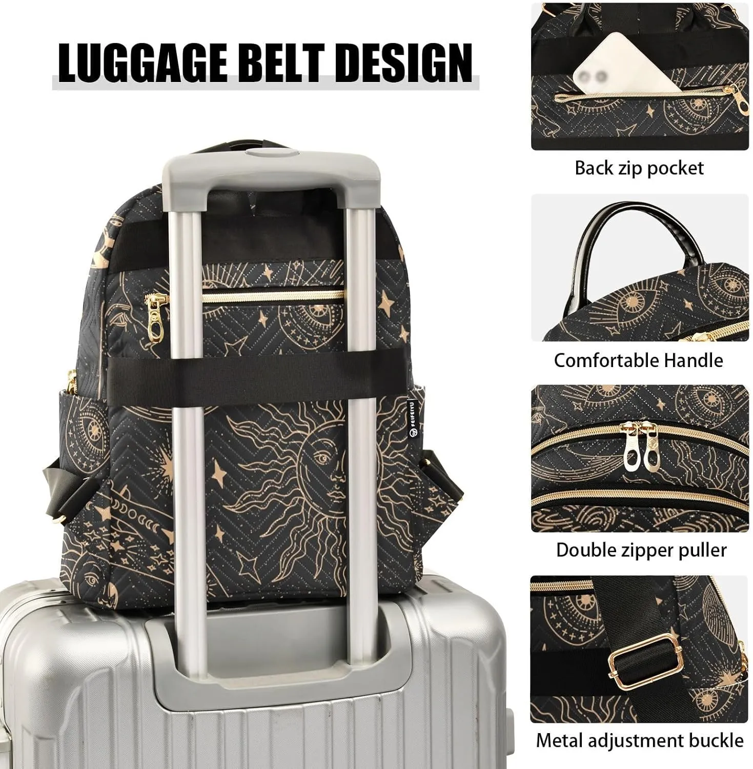 ALAZA Sun Moon Stars Witchy Mini Backpack Purse for Women Travel Bag Fashion Daypack Back Pack Shoulder Bag