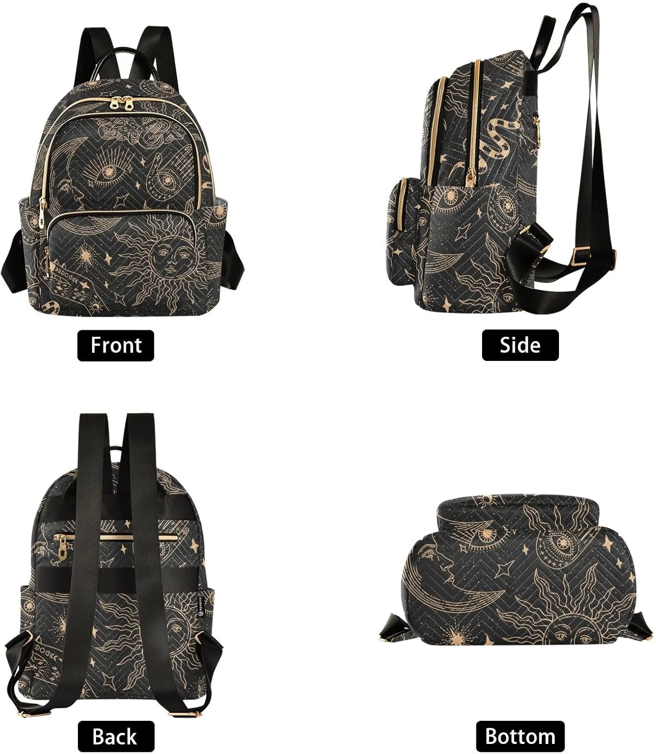 ALAZA Sun Moon Stars Witchy Mini Backpack Purse for Women Travel Bag Fashion Daypack Back Pack Shoulder Bag