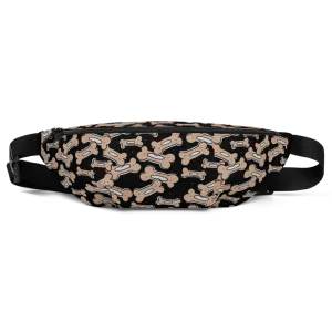 Allover Brown Bones Dog Fanny Pack-Black