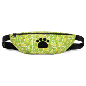 Allover Multi-Colored Tennis Balls & Paw Dog Fanny Pack