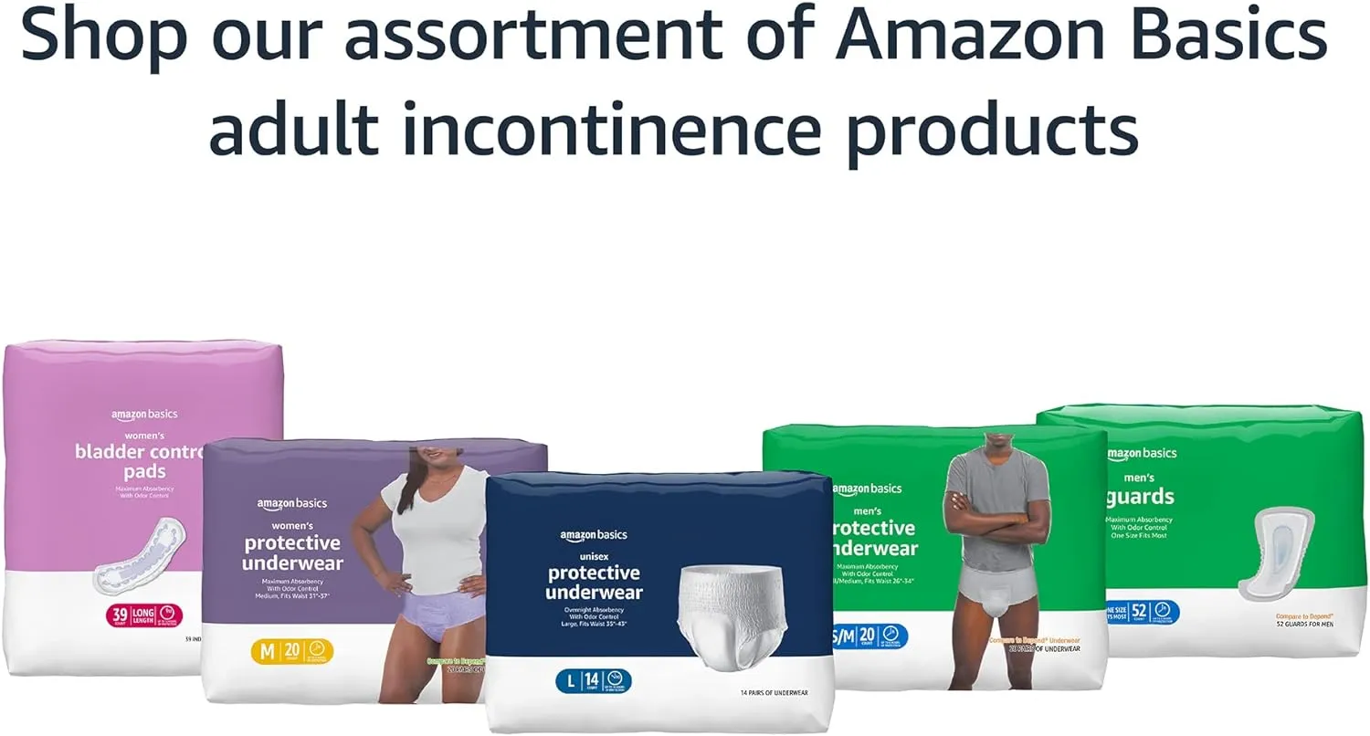 Amazon Basics Incontinence Underwear for Women, Protective, Disposable, Postpartum, Maximum Absorbency, Medium, Lavender, 60 Count (3 Packs of 20)