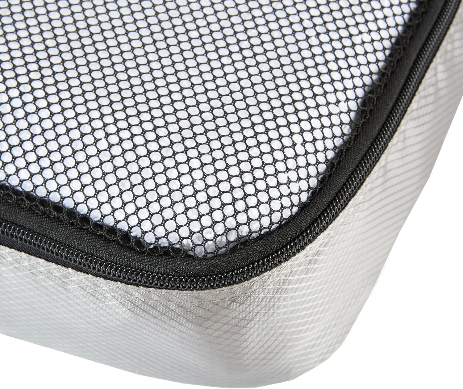 Amazon Basics Large Packing Cubes for Travel, Packing Organizers, 4-Piece-Set With Double Zipper Pulls and Mesh Top Panel, 100% Durable Polyester, Gray, 17.5"L x 12.8"W x 3.3"H