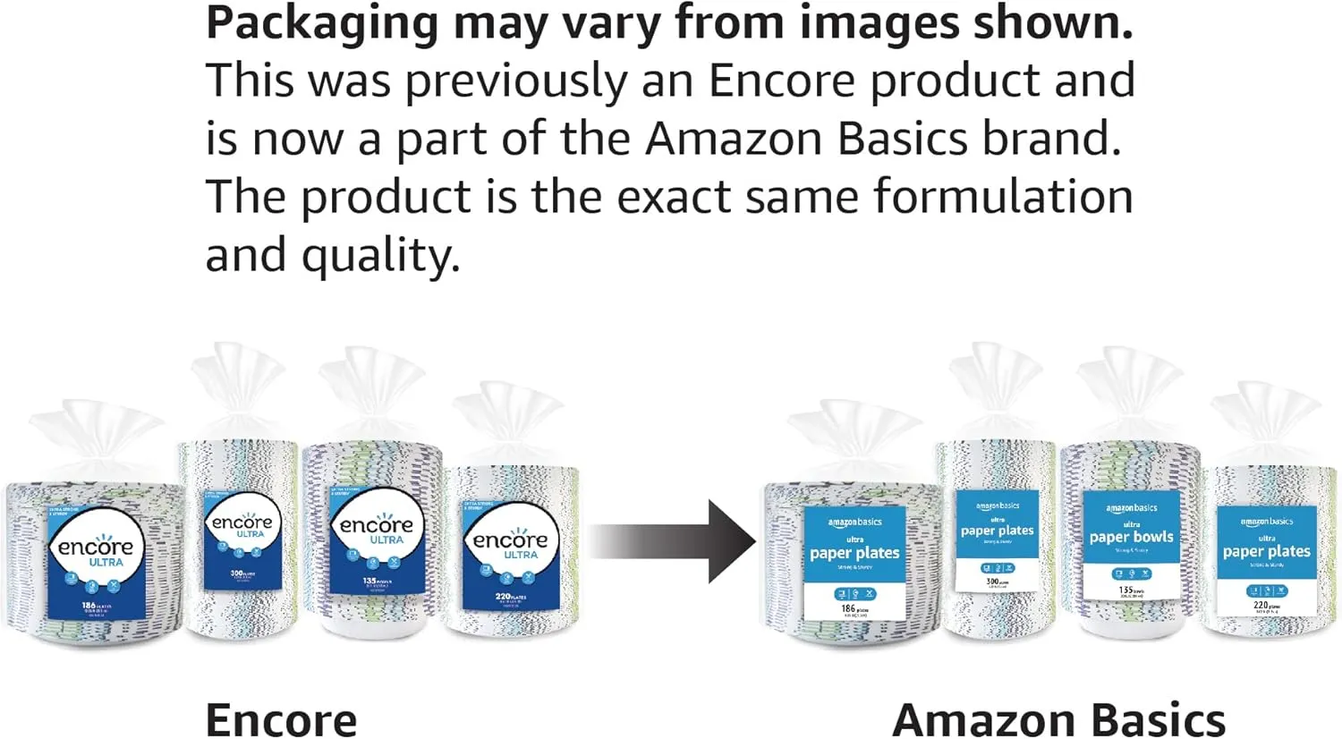 Amazon Basics Ultra Paper Plates, 10.06 Inch, Disposable, 372 Count (2 pack of 186), (Previously Encore)