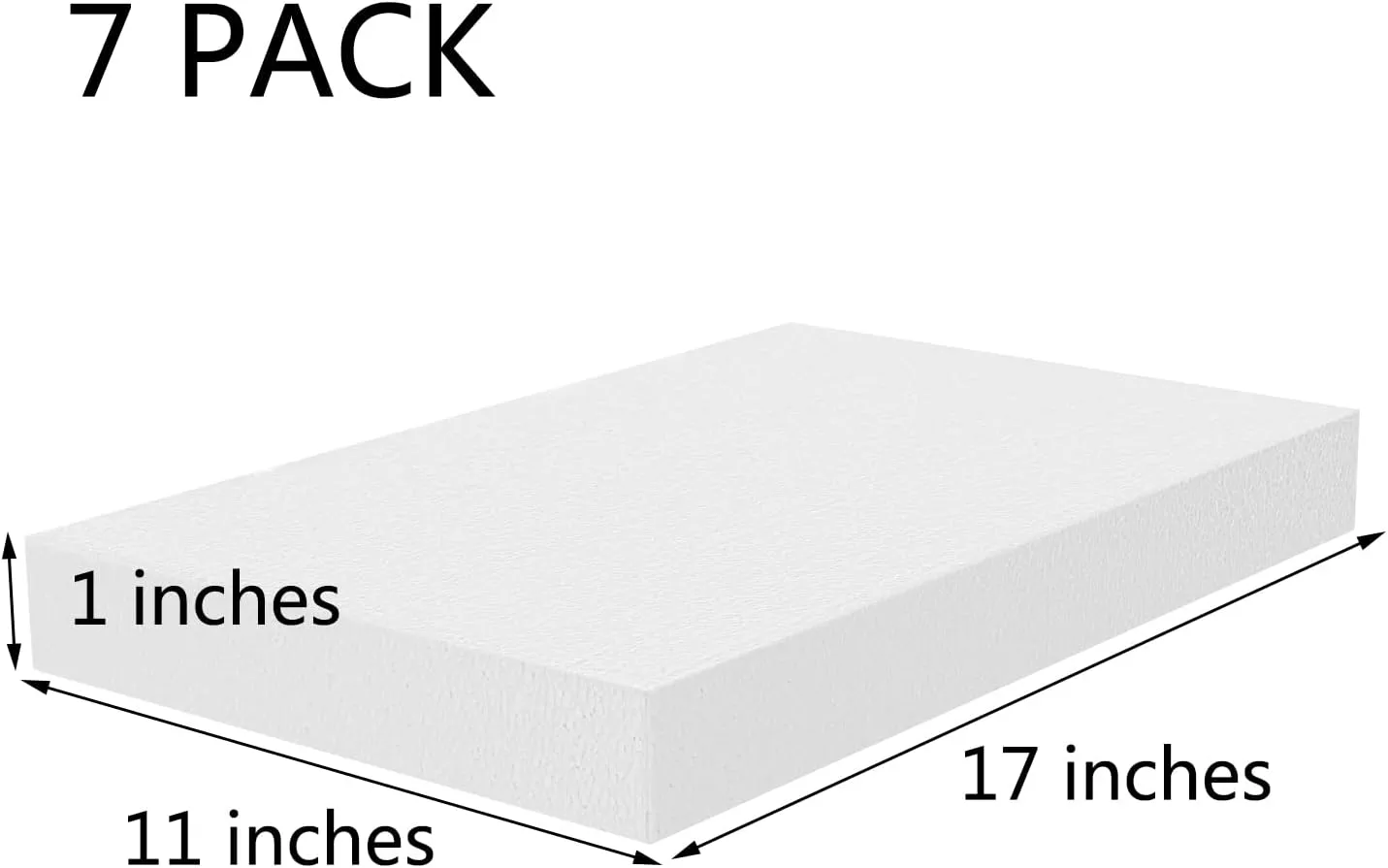 AMZQNART Craft Foam Blocks, 1 in Thick 17x11" EPS Polystyrene Rectangle Foam Blocks Packs of 7 Pcs for Art Sculpting, Sculpture, Modeling, School and Home DIY.