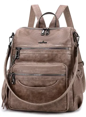 Angel Kiss Women's Backpacks & Purse - PU Leather Zipper Casual Backpacks & Shoulder Bags