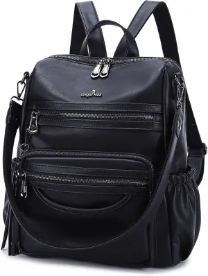 Angel Kiss Women's Backpacks & Purse - PU Leather Zipper Casual Backpacks & Shoulder Bags