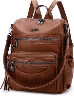 Angel Kiss Women's Backpacks & Purse - PU Leather Zipper Casual Backpacks & Shoulder Bags