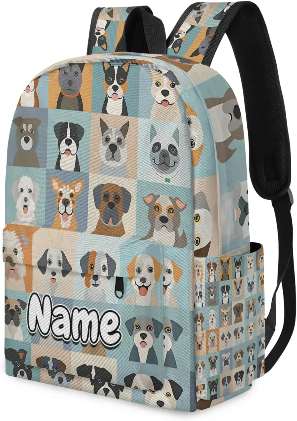 Animal Dog Cute Dogs Personalized Backpack Bag with Name Lightweight Custom Shoulder Bags Waterproof Casual Backpacks Travel Laptop Bag 15.1in