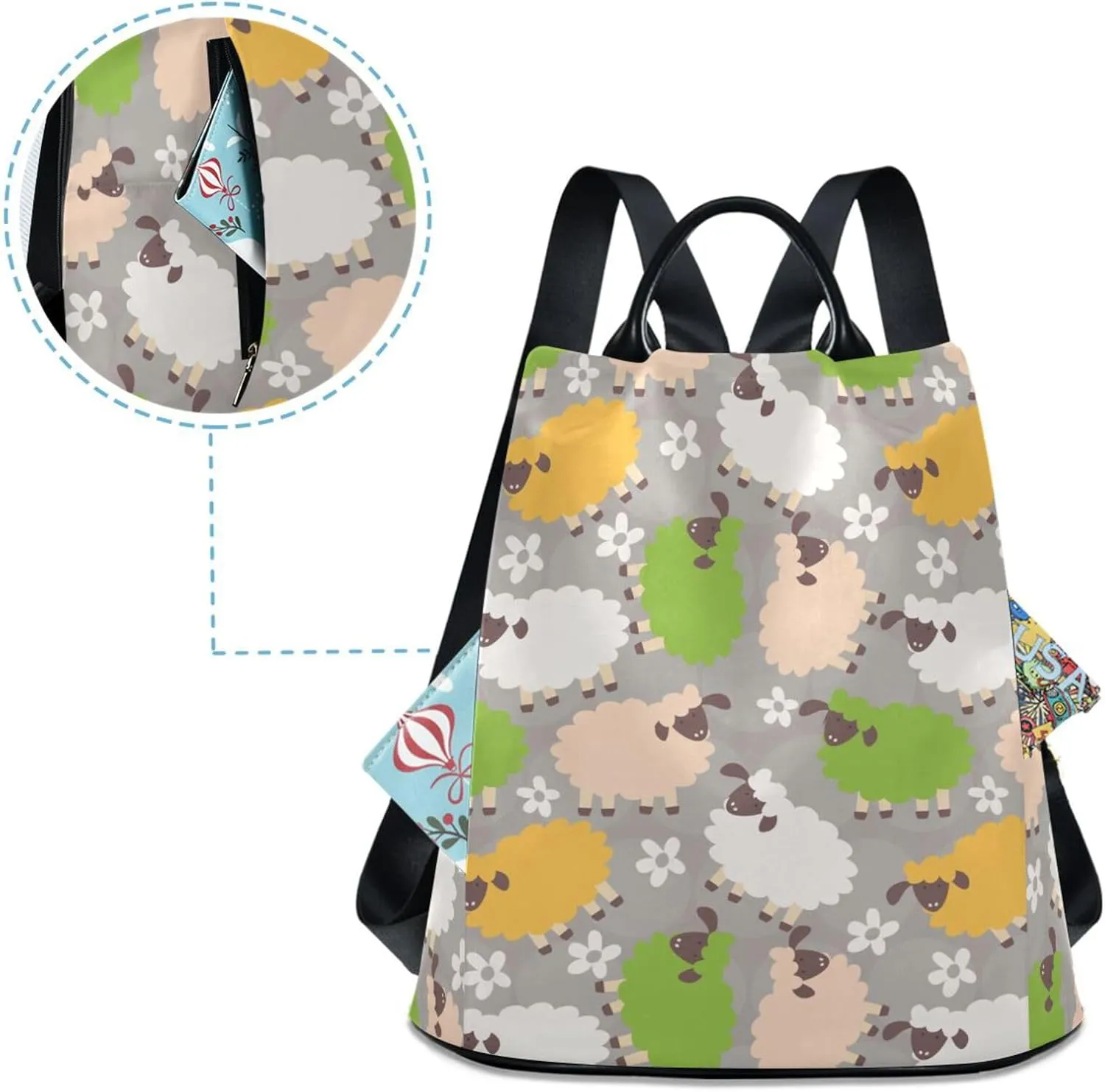Animal Print Anti-theft Backpack Handbags for Women Travel Rucksack Lightweight Shoulder Bags 13.4 X 5.9 X 15in Pattern 13
