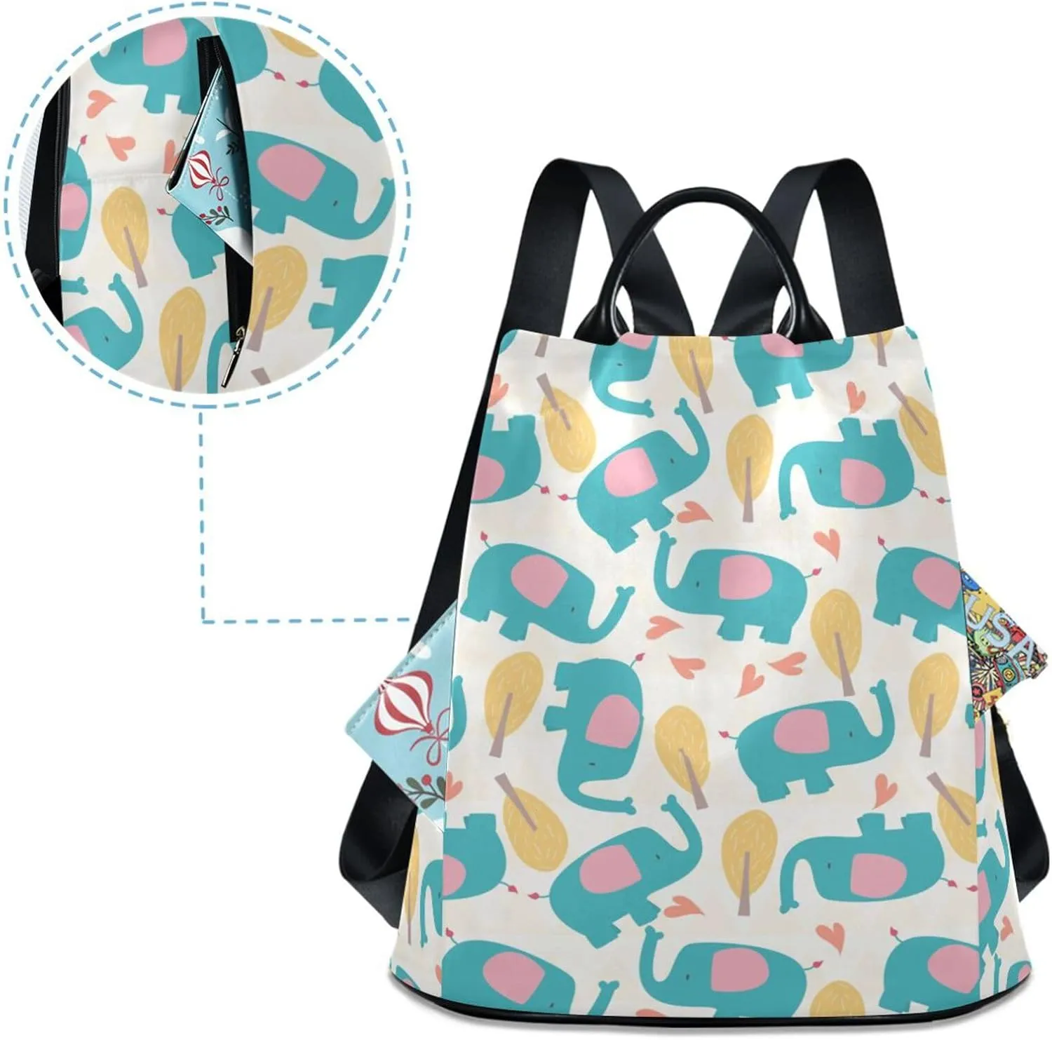 Animal Print Anti-theft Backpack Handbags for Women Travel Rucksack Lightweight Shoulder Bags 13.4 X 5.9 X 15in