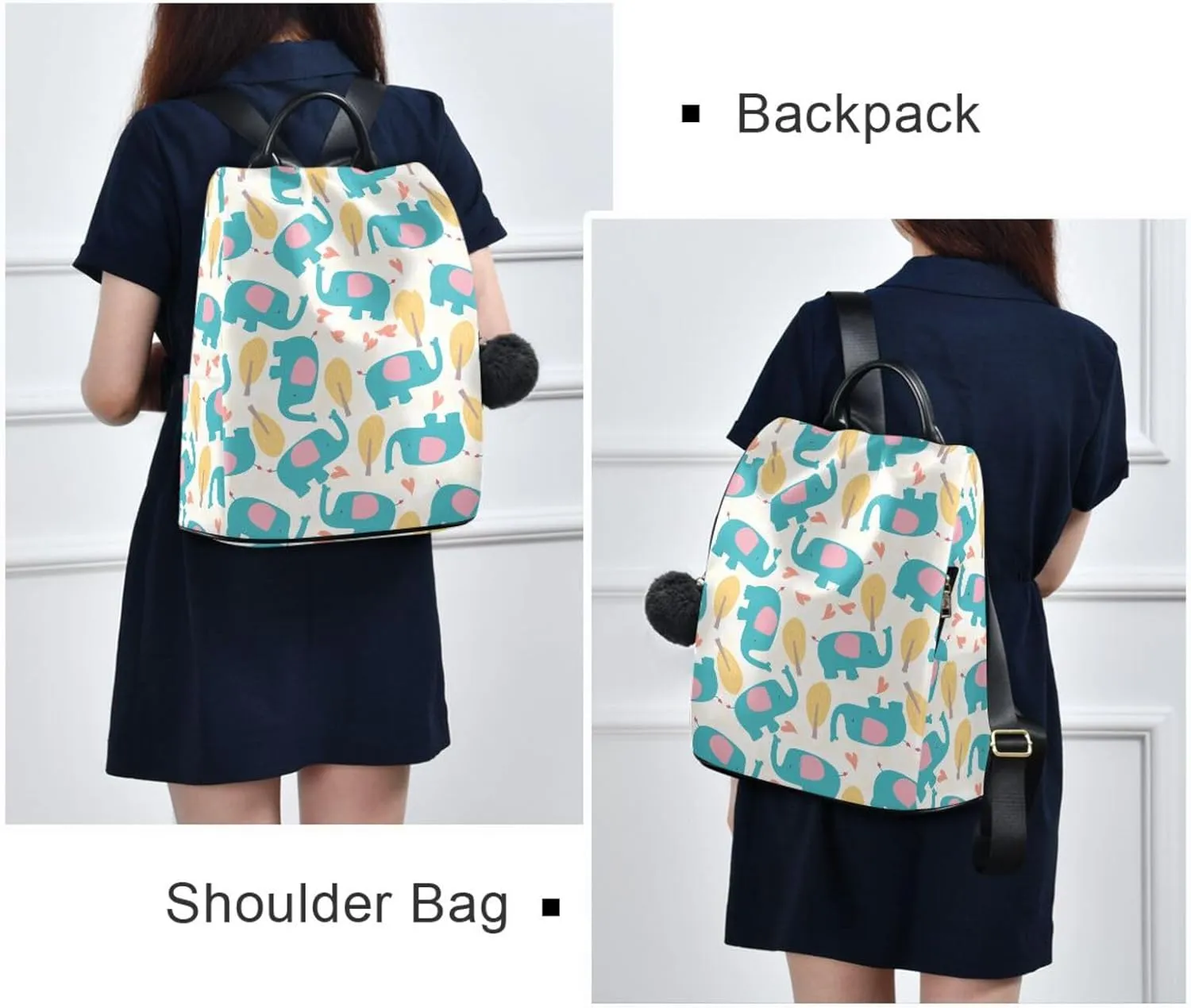 Animal Print Anti-theft Backpack Handbags for Women Travel Rucksack Lightweight Shoulder Bags 13.4 X 5.9 X 15in