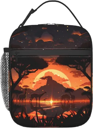 Animals Of The African Savannah Lunch Tote Bag,Food Handbags Case For Women Lunch Box Insulated Lunch Container