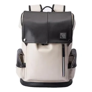 Anti-theft Waterproof Faux Leather Travel Backpack with USB Port for Men