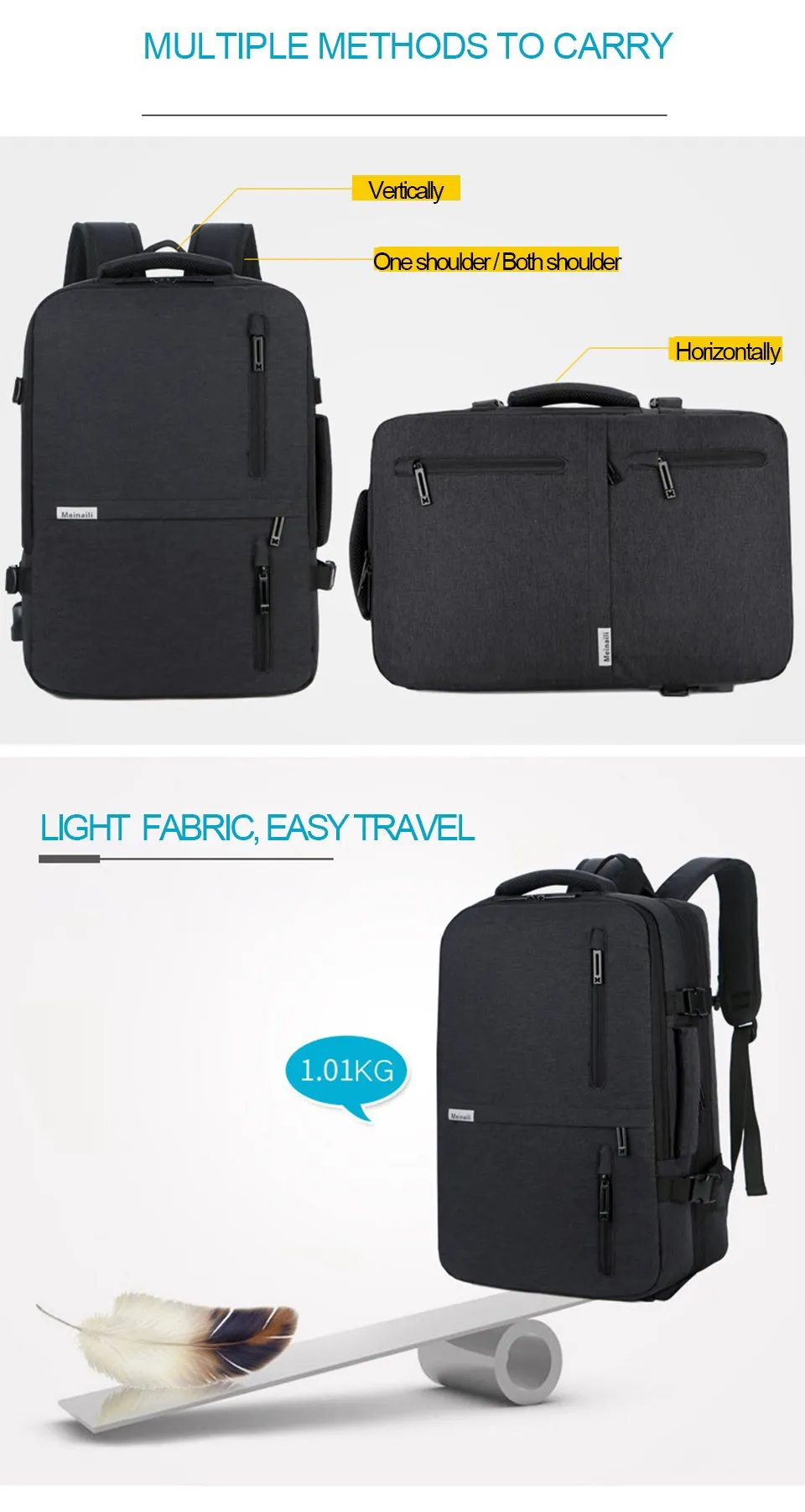 Anti Theft Waterproof Large Capacity USB Chargring Backpack