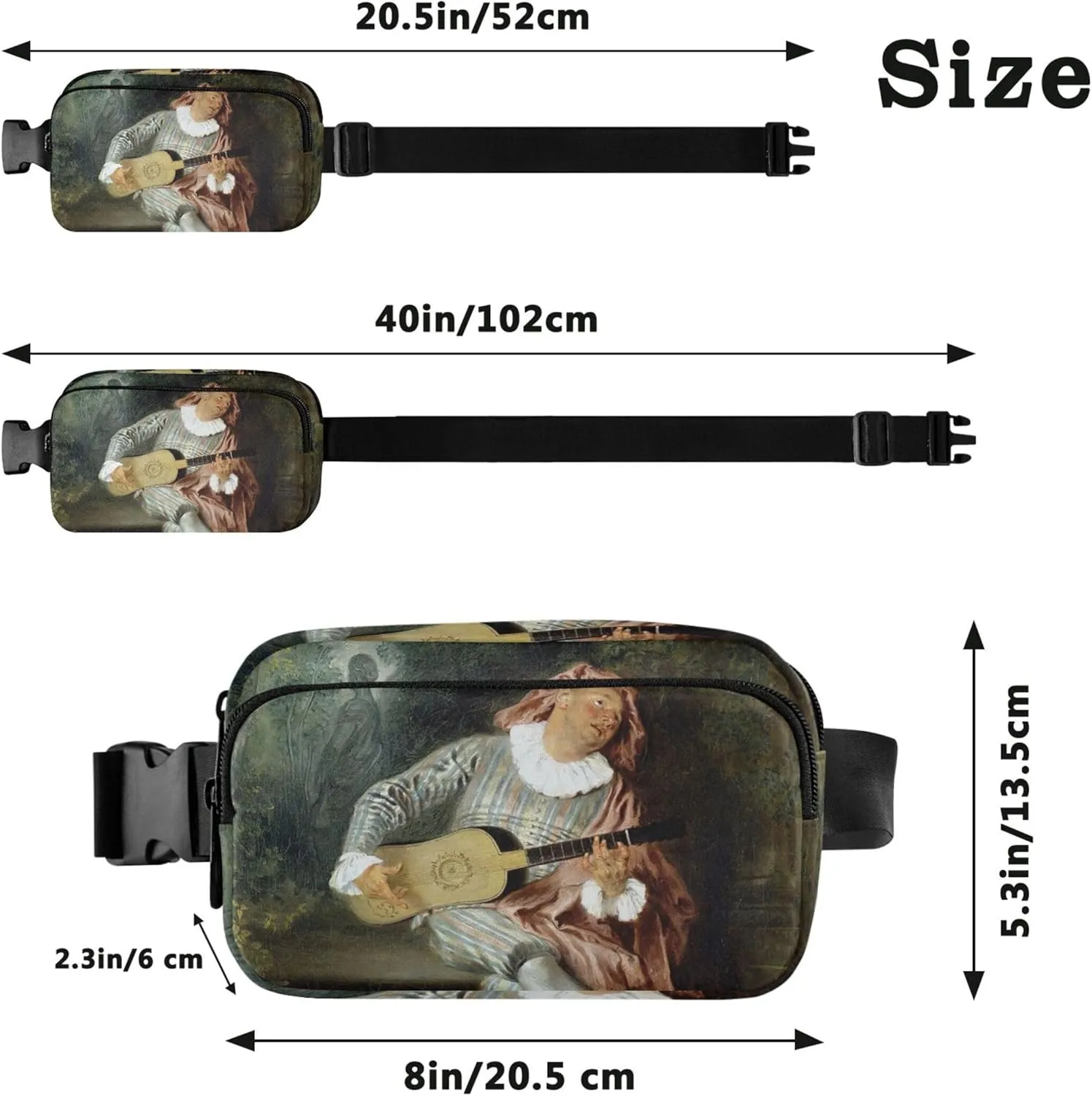 Antoine Watteau Painting Fanny Pack for Women Waterproof Hip Pouch Belt Bag Cute Waist Pouch for Women
