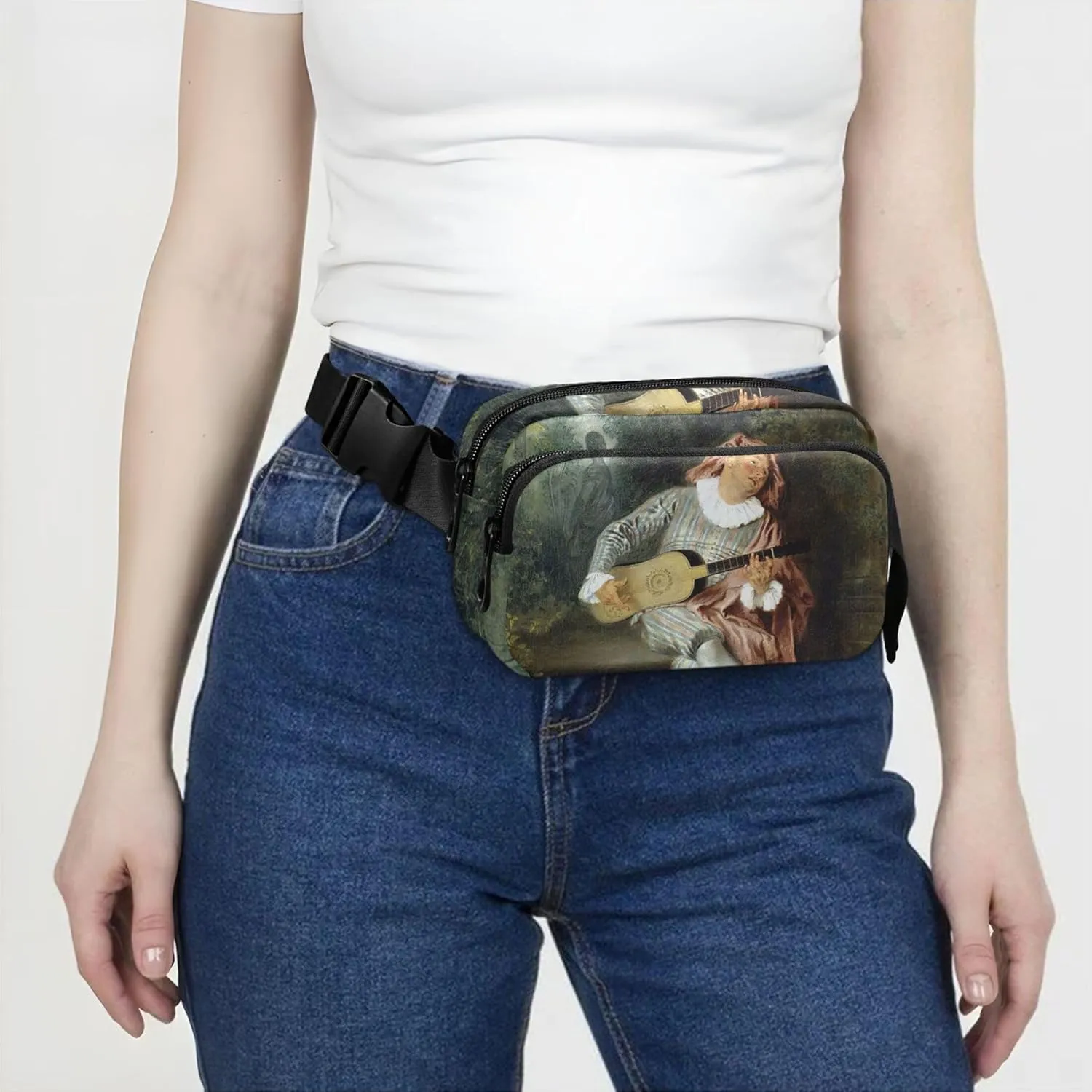 Antoine Watteau Painting Fanny Pack for Women Waterproof Hip Pouch Belt Bag Cute Waist Pouch for Women
