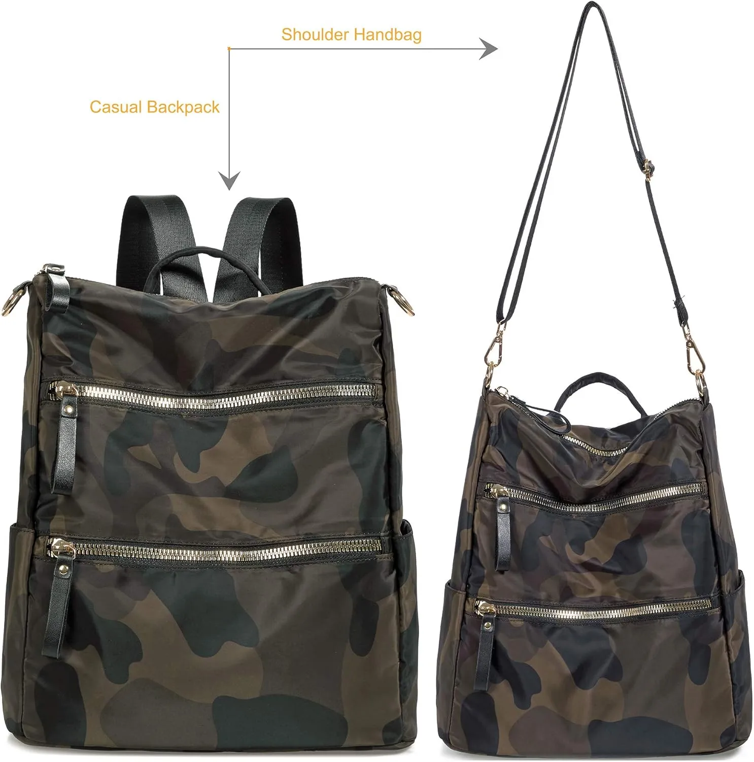 AO ALI VICTORY Women Nylon Backpack Purse Handbags and Shoulder Bag College Bookbags Anti Theft Travel Purses Casual Daypack