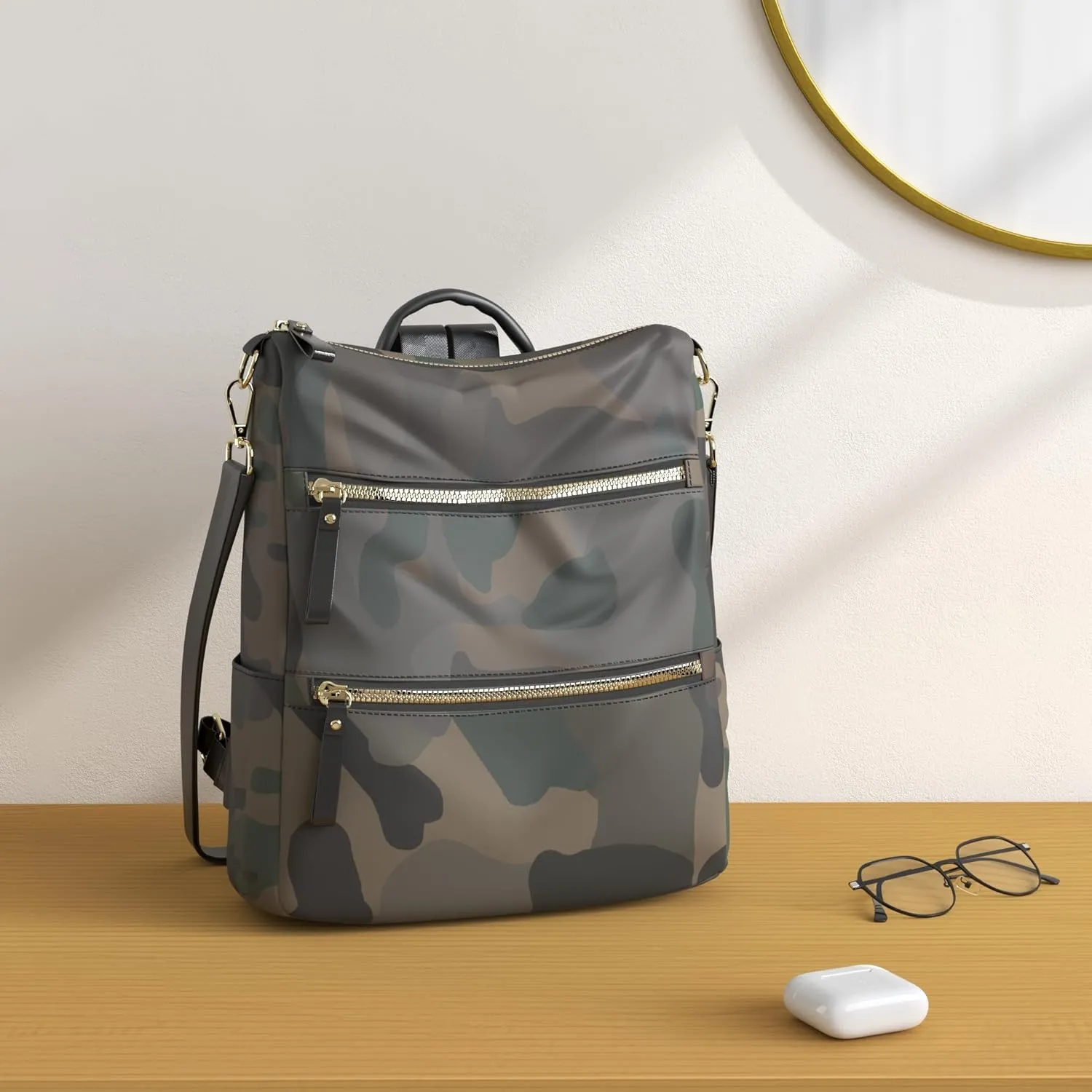 AO ALI VICTORY Women Nylon Backpack Purse Handbags and Shoulder Bag College Bookbags Anti Theft Travel Purses Casual Daypack